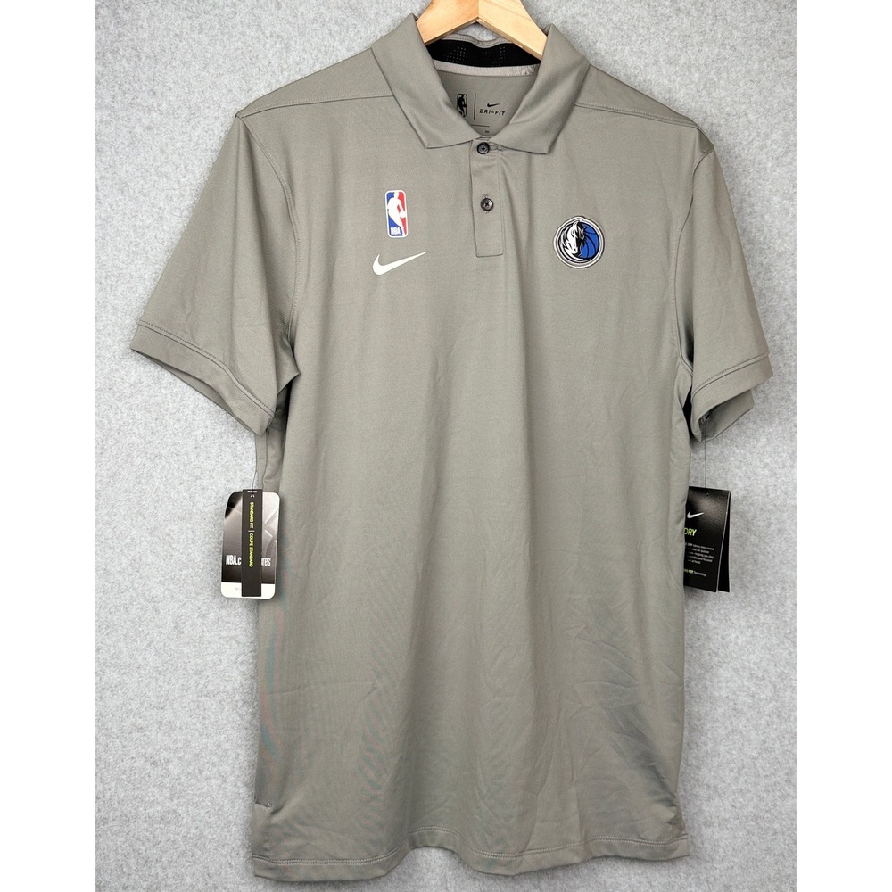 Dallas Mavericks Nike Polo Mens S Gray NBA Basketball Dri-FIT NEW